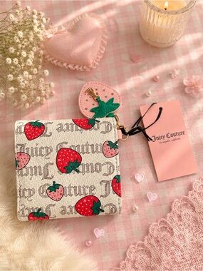Juicy Couture Strawberry Print Compact Wallet - Pink, Red & Green